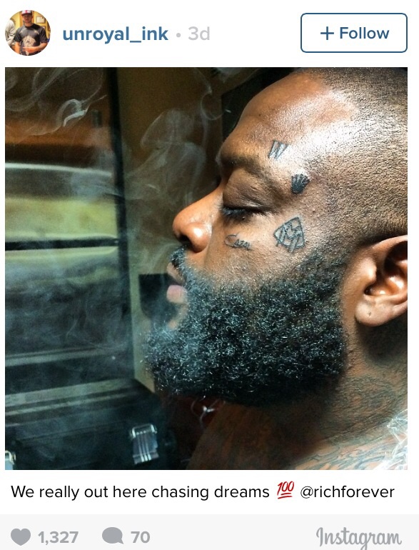 Rick Ross Receives New Face Tattoos Meek Mill Joins Session